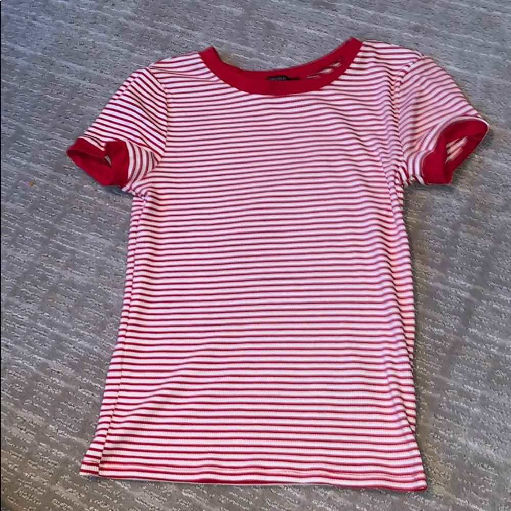 red a white striped tee